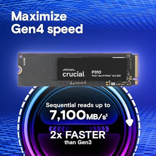 Crucial P310 1TB SSD M.2 2280 NVMe PCIe Gen4, Up to 7,100MB/s, Laptop & Desktop (PC) Compatible, Internal Solid State Drive - CT1000P310SSD801 thumbnail 2