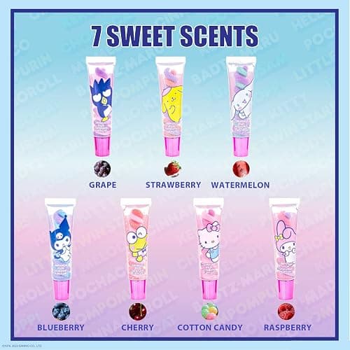 Townley Girl Hello Kitty and Friends 7 Piece Swirl Lip Gloss, Girls Kids Party Favors, Lip Set for Girls, Perfect for Birthday Gifts, Plant Based, Ages 3 thumbnail 5