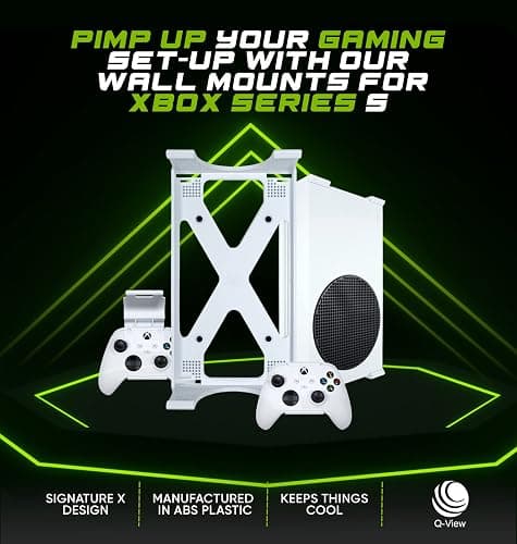 Q-View Xbox Series S Wall Mount & Controllers Bracket Set by Q-View - Secure Under Desk Mounting - Signature X Design - Screws and Fixings Included - Made In UK - Plastic - White thumbnail 4