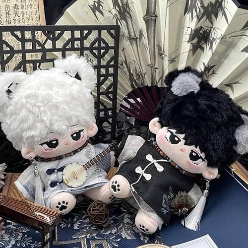 niannyyhouse 20cm Doll Clothes Coat Vest Accessories Hanbok Sets 8in Plush Doll Dress Up (Black) thumbnail 4