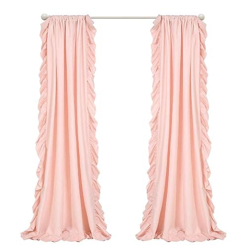 Lush Decor Reyna Ruffle Window Curtain Panel Set, Pair, 54" W x 84" L, Blush Pink - Flowy Curtain - Romantic Ruffle Curtains for Bedroom, Living room, or Dining Room - Farmhouse & Cottage Home Decor - Blush Pink - 54"W x 84"L (Pack of 2) - Panel Pair thumbnail 10