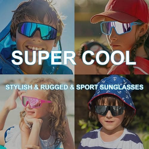 CMBJJU 3PACK Kids Sunglasses for 6-14 Boys Girls, Youth Baseball and Cycling UV400 Protection Goggles thumbnail 5