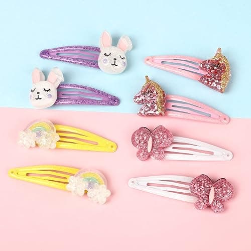 Wingchold 16Pcs Girls Unicorn, Butterfly, Flower, Rabbit Hair Clips - Sparkly Rainbow Hair Accessories for Toddlers, Kids, Hair Clips for Party, Birthday Gift Supplies Favors thumbnail 7