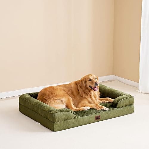 EHEYCIGA Orthopedic Dog Beds for Extra Large Dogs 44x32Inch, Waterproof Memory Foam XL Pet Bed with Sides, Non-Slip and Egg-Crate Foam Big Dog Couch Bed with Washable Removable Cover, Olive Green thumbnail 8