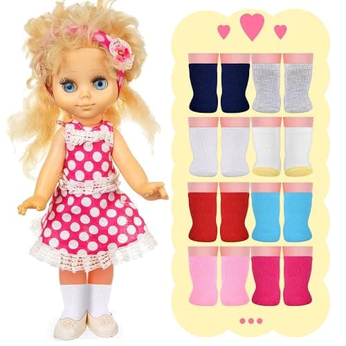 Honoson 16 Pairs Doll Socks for American 18 Inch Doll Socks Accessories Gifts for Holiday Birthday, Multicolor thumbnail 5