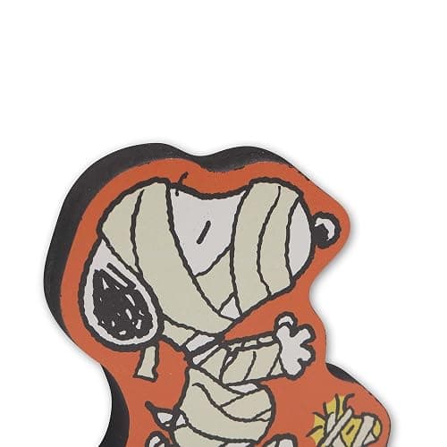 Open Road Brands Peanuts Snoopy and Woodstock Mummies Shelf Sitter Decor - Chunky Wood Block Tabletop Decoration for Halloween thumbnail 6