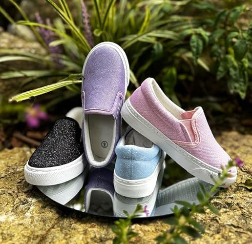 Toandon Toddler Girls Kids Sparkle Slip On Sneakers Loafers Age 2-10 thumbnail 2