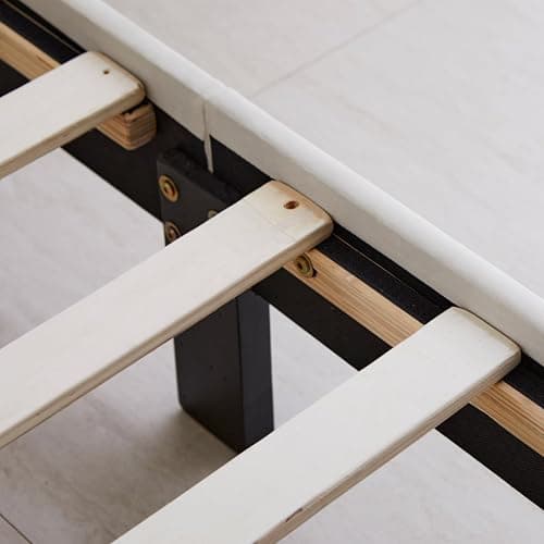 Livinia Queen Size Elton Velvet Platform Bed, Upholstered Bed Frame with Vertical Channel Tufted Headboard Footboard, Strong Wood Slats, No Box Spring Needed, Ivory (Queen) thumbnail 8