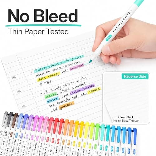 YOOUSOO 25 Pack Pastel Highlighters Assorted Colors No Bleed | Dual Tip Chisel and Fine Tip Bible Highlighter, Fluorescent Highlighter Pens for Classroom School Student Office Journals thumbnail 5