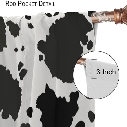 JESTRONRY Cowhide Window Curtain, Western Farm Animal Fur Brown White Cow Print Curtain for Kids Boys Girls Teens Bedroom Decor, Wildlife Rustic Farmhouse Cow Curtain 42x45 Inch Decor thumbnail 6
