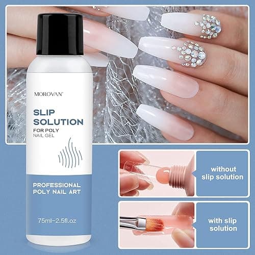Morovan Nail Slip Solution Kit: 2.5 OZ Anti‑Stick Gel Liquid for PolyGel Nails with Dual‑Ended Brush & Nail Forms Ideal Easy Spread for Beginners thumbnail 4