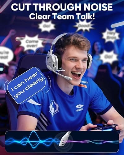 NUBWO Wireless Gaming Headset with Mic for Ps5 Ps4 PC, Zero Interference, 100-Hour Battery All-Day Play, 23ms Sync​ for Fortnite & Call of Duty/FPS Gamers, Triple Mode All Devices Compatible - White thumbnail 7