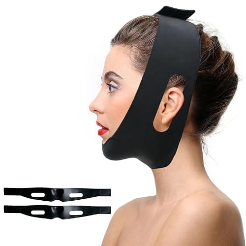 Post Surgical Chin Strap for Women &Men，Chin Lipo Compression Garment，Adjustable Stop Snoring Chin Strap，Lipo Post Chin Strap (Black 2PCS) - Image 1