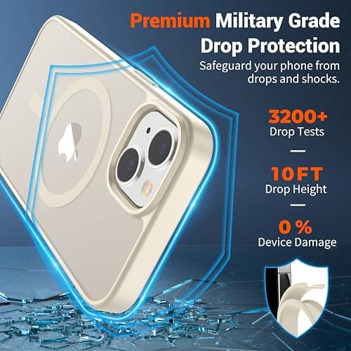 SUPFINE Magnetic for iPhone 14 Case & iPhone 13 Case (Compatible with MagSafe)(Military Grade Drop Protection) Slim Translucent Matte Shockproof Phone Cover,Antique White thumbnail 3