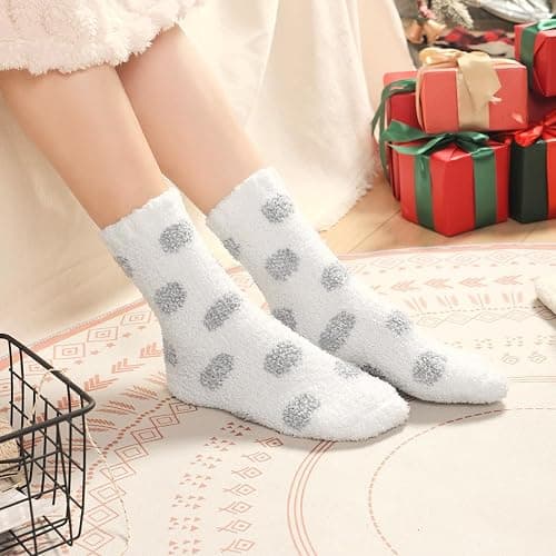 ILovDaisy Fluffy Bed Socks Womens and Girls 5/6 Pairs, Ladies Autumn Winter Warm Fleece Halloween Socks Cosy Fuzzy Stockings for Valentines Christmas Brithday Gifts thumbnail 2