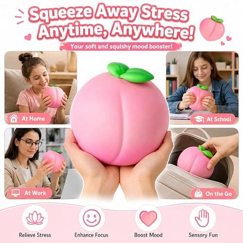 Giant Peach Squishy,Peach Peach Toys Slow Rising Soft Peach Fruit Toy, Stress Relief Squishy (1pc) thumbnail 4