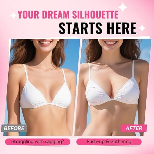 Dandelion Pact Double Sided Sticky Bra Inserts, Invisible Push Up Sticky Bra Pads for Large Breasts, Stick on Bra for Bikini Swimsuits (Large, Beige) thumbnail 3