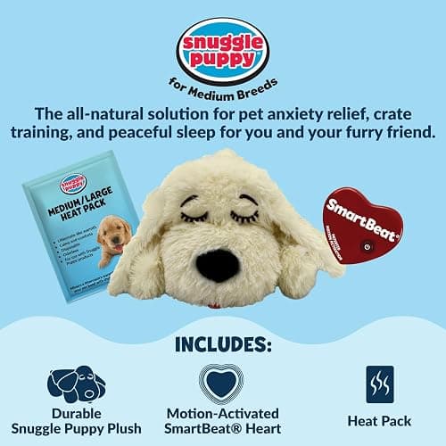 Original Snuggle Puppy Heartbeat Puppy Toy - Heartbeat Puppy for Dogs - Pet Anxiety Relief and Calming Aid - Comfort Dog Toy - Behavioral Training and Sleep Aid Cuddle buddy - Crate Training Essential thumbnail 3