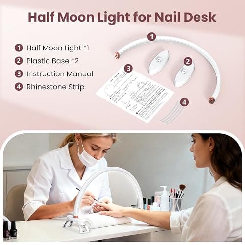 Yokilly Arc Half Moon Light: 16" Half Moon Light with Foldable Bracket for Desk Salon Table Use - No Flicker & Shadow-Free Desk Lamp with Stepless Brightness 3000-6500K for Manicurist Nail Tech thumbnail 7