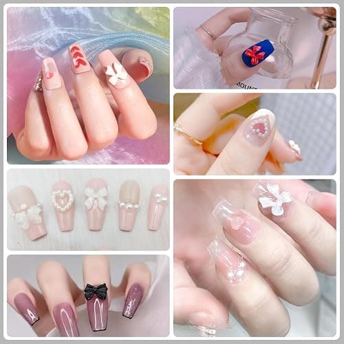 Artdone Nail Art Studs Kit, 12 grids 8 Colors 3D Charms and Pink Mix White Star Heart Moon Cute Nail Jewels for DIY Decoration thumbnail 5