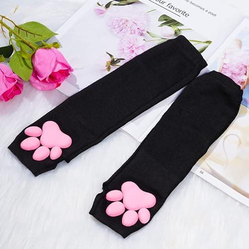 Nydotd Cat Paw Pad Mittens Gloves Kawaii Pink 3D Claw Fingerless Cute Cat Cosplay Gloves Sleeve for Girls Party thumbnail 7