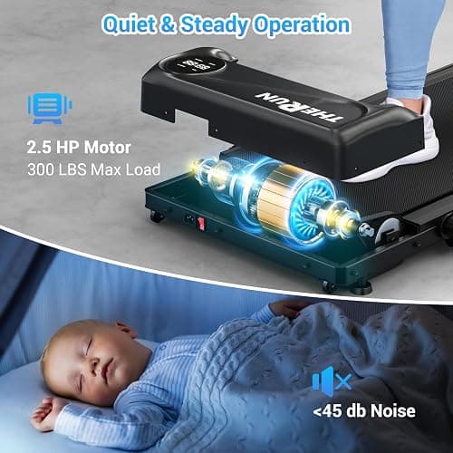 Tapis Roulant Pliable Tapis de Course Electrique 10KM/H Vitesse Réglable Ultra Silencieux avec télécommande et écran LCD pour Maison/Bureau - Pliable Noir thumbnail 2
