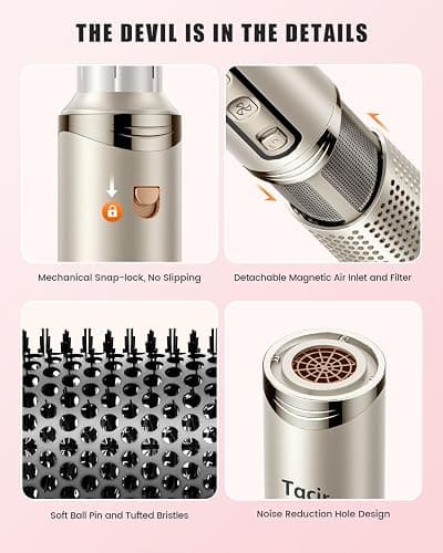 Tqcir 8-in-1 Professional Hot Air Styler&Hair Dryer Brush, Powerful Multi-Styler with Auto-Wrap Curler with Storage Case, Fast Drying Curling Straightening Volumizing Without Heat Damage(Gold) thumbnail 7