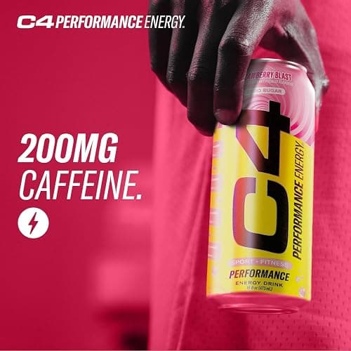Cellucor C4 Performance Energy Drink | Strawberry Blast | Zero Sugar Carbonated Preworkout Energy | 200mg Caffeine with Beta Alanine | 16 Fl Oz (24 Pack) thumbnail 4