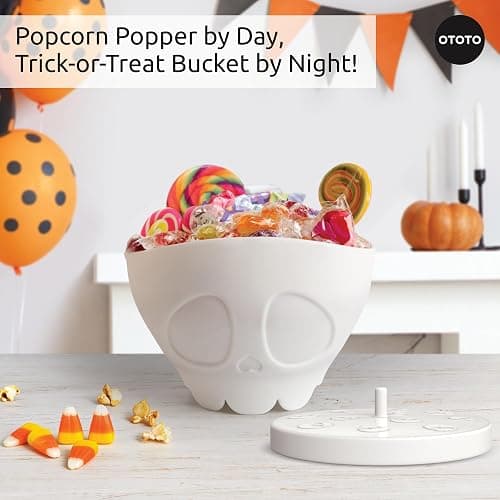 OTOTO New Scary Poppings Microwave Popcorn Popper - Gothic Popcorn Microwave Popper, Silicone Microwave Popcorn, Collapsible Bowl Popcorn Bowls, Halloween Goth Accessories Goth Gifts (White) thumbnail 5