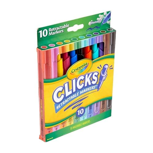 Crayola Clicks Retractable Tip Markers (10ct), Stocking Stuffers for Kids & Toddlers, Cone Tip Washable Art Marker Set, Coloring Book Supplies, No Dry, 3+ thumbnail 5