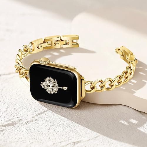 Newlibery Slim Gold Band for Women Feminine Elegant Compatible with Apple Watch 38mm 40mm 41mm 42mm (S10/11) Adjustable Metal Strap Dressy Chain Bracelet for iWatch Series 11/10/9/8/7/6/5/4/SE/3/2/1 thumbnail 6