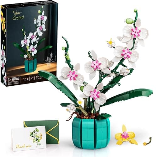 JOJO&Peach Orchid Bonsai Building Set, Botanical Collection, Artificial Flowers for The Home or Office, Gifts for Valentine, Mother's Day, Anniversary, Birthday (811 Pieces) - Image 1