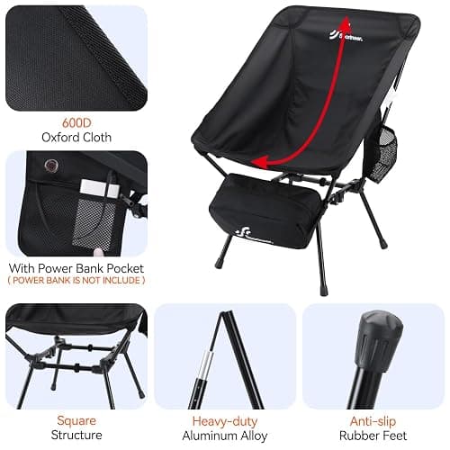 Sportneer Heated Chairs Outdoor Sports: Heated Camping Chair with USB Plug & 3 Heating Levels - Portable & Compact Heated Chair for Backpacking, Camping, Lawn, Picnic, Travel (Power Bank Not Included) thumbnail 8