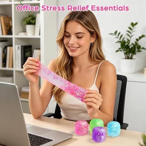 Gumdrop Squishy, Sugar Slow Rising Squishy Fidget Toys, Glitter Textured Sensory Squeeze Stress Balls, Anxiety Relief Fidget Toys for Kids and Adults Birthday Easter Party Favor Gifts(Pink) thumbnail 6