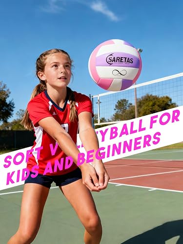 Saretas Volleyballs, PU Official Size Soft Touch Kids Volley Ball, Cute Volleyball for Girl, Christmas Volleyball Gifts for Teen Girls,Beginners,Players,Team,Middle School Lover,Include Pump&Net thumbnail 4