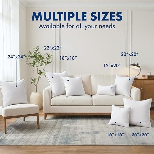 MIULEE 18x18 Pillow Inserts Pack of 2, Throw Pillow Inserts with 100% Cotton Cover, Square Decorative Pillow Inserts for Sofa Bed Couch Bench thumbnail 6