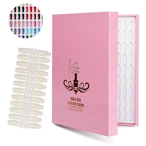 Noverlife 216 Nail Colors Chart Display, Nail Gel Polish Display Book with 216 False Nail Tips, Professional Salon Nail Color Swatches Nail Practice Card Board - Image 1