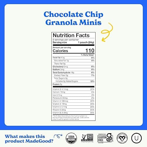 MadeGood Chocolate Chip Granola Minis, 28 Count, Organic and Delicious Snacks - Chocolate Chip thumbnail 2