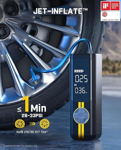 Fanttik X8 APEX Tire Inflator Portable Air Compressor, 1 Min Fast Inflation, 150PSI Cordless Tire Inflator with LED Dual Screen, Suitable for MPV, Car, Bike, Motorcycle, Up to 26.3″ Tires thumbnail 2