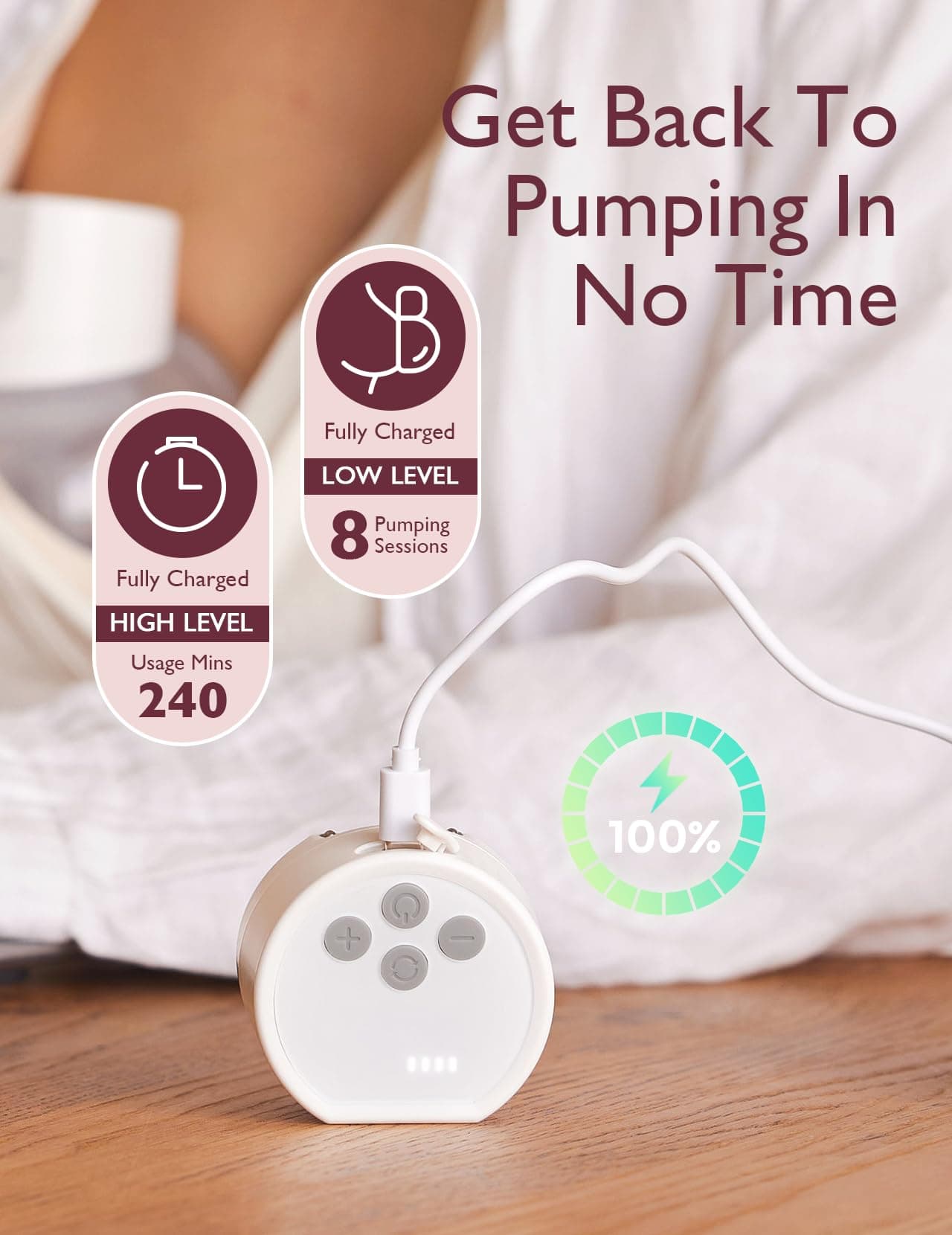 Momcozy Breast Pump Hands-Free S12 Pro, Wearable & Portable Pump with Soft DoubleFit Flange 24mm, 3 Modes & 9 Levels Electric Breast Pump Portable for Easy Pumping, Smart Display (White, 2 Count) thumbnail 6