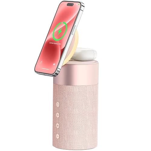 Bluetooth Speaker, Night Light, 15W Magnetic Fast Charging for Apple, Pink | 2 in 1 Wireless Charging Station for iPhone 17/16/15/14/13/12 Series, AirPods Pro 2/4/3/2（Gift Ideal） - Image 1
