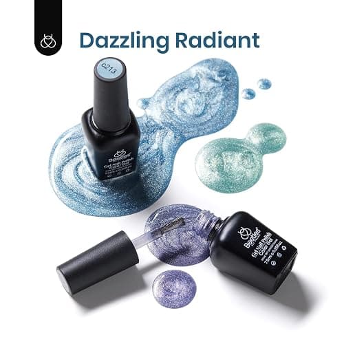Beetles Cat Eye Gel Nail Polish, 6 Colors Glitter Gel Polish Kit Silver Pink Blue Purple Red Green Velvet Set with Magnet Soak Off UV French Nail Art Romantic Galaxy Series Gift for Women - 0-0-Romantic Galaxy thumbnail 2