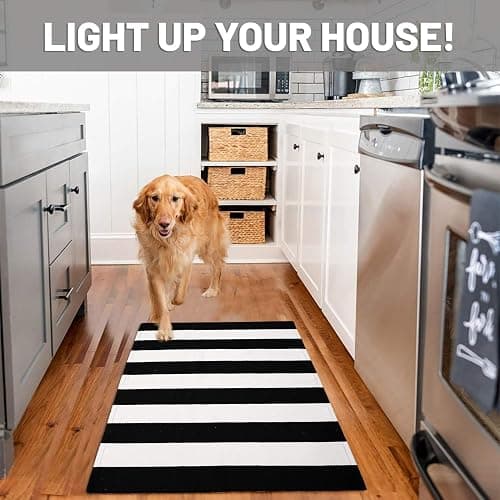 IOHOUZE Black White Striped Rug -27.5" X 43" Front Door Mats Outdoor,Washable Rug for Front Porch Decor,Spring Summer Welcome Mats Outdoor Indoor, Doormat for Farmhouse/Entryway/Home Entrance thumbnail 3