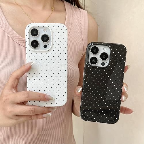 White Tiny Polka Dot Phone Case for iPhone 14/iPhone 13 Cute Retro Chic Trendy Classy Boho Pattern Slim Soft Protective Girls Women Cover(White Tiny Polkadot,i13/i14 6.1inch) thumbnail 5