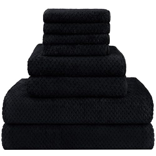 HOMEXCEL 8 Piece Bath Towel Set, Microfiber Bathroom Towel - 2 Bath Towels, 2 Hand Towels, and 4 Wash Cloths, Super Soft, Highly Absorbent Towels for Bathroom, Gym, Hotel, and Spa (Black) - Image 1