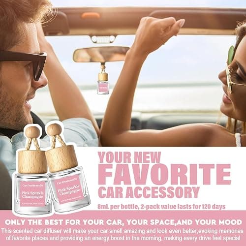 HoogaLife Car Air Freshener Diffuser 2 Pack Hanging Air Freshener Diffuser - Pink Sparkle Champagne Fragrance Oil Air Diffuse r for Car, 45+ Days Long Lasting Fragrance Made in USA (P38) thumbnail 4