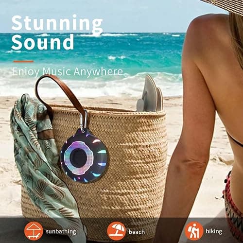HEYSONG Waterproof Shower Bluetooth Speaker, Durable & Portable with Clear Sound, Ideal for Shower, Pool, Beach & Kayaking – Great Gift for All Ages - Black thumbnail 6