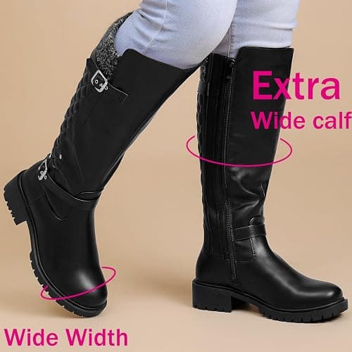 Luoika Women's Extra Wide Calf Knee High Boots, Wide Width Winter Tall Boots. thumbnail 2