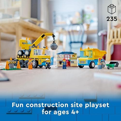 LEGO City Construction Trucks and Wrecking Ball Crane 60391 Building Toy Set for Toddler Kids Ages 4+, Includes 3 Construction Vehicles, an Abandoned House and 3 Minifigures for Pretend Play thumbnail 3