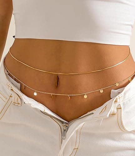 MODRSA Body Chain Belly Chain Silver Gold Waist Chain Body Chain Jewelry for Women Body Jewelry for Women Waist Chains Belly Chains for Women Chain Bra Lingerie thumbnail 2